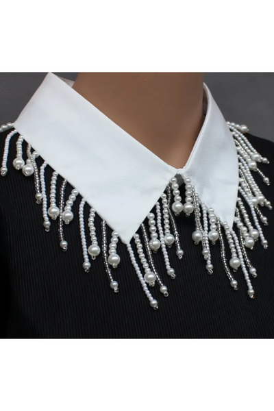 SE Jewellery İnci Detaylı Şık Takılabilir Harici Yaka