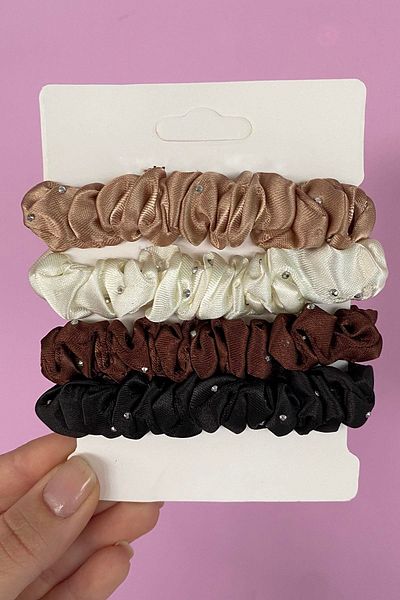 TAKIŞTIR 4-Piece Mixed Color Stone Detailed Satin Bagel Buckle