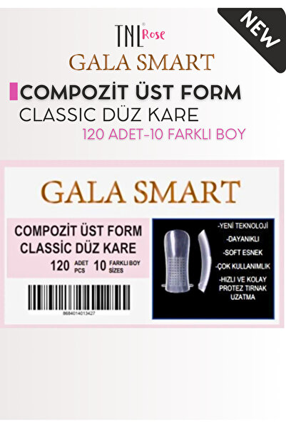 gala smart Düz Kare Üst Form Tips Poly Jel Kalıp Çıkarılabilir Gel Tips 120li...