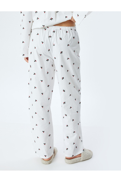 Koton Yılbaşı Temalı Pijama Altı Çiçek İşlemeli Bol Paça Pamuklu