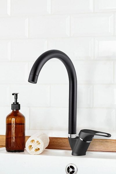 Boheme Black Matte - Kitchen Faucet, on Off Mix, Faucet, Hot and Cold Water Inlet