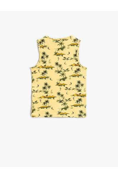 Koton Palm Tree Printed Athlete Crew Neck Cotton