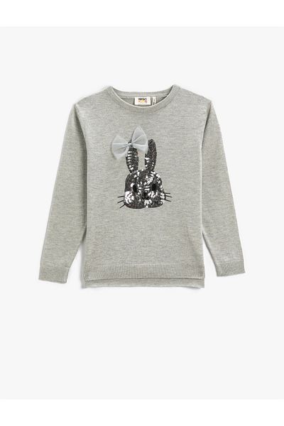 Koton Strickpullover mit Kaninchenmuster und Paillettenstickerei