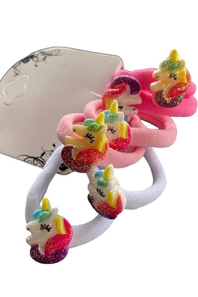 TAKIŞTIR Set of 6 Assorted Color Unicorn Figured Rubber Buckles