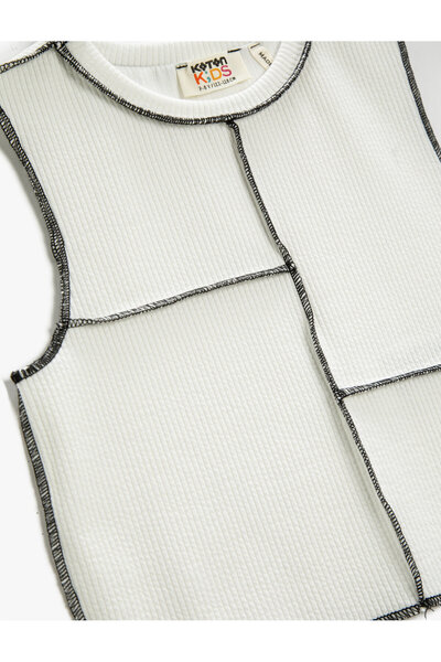 Koton Atlet Crop kulatý výstřih detail žebrovaného švu