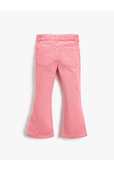 Koton Spanish Leg Jeans with Pockets Cotton Slit Detail - Flare Jean with Adjustable Elastic Waist
