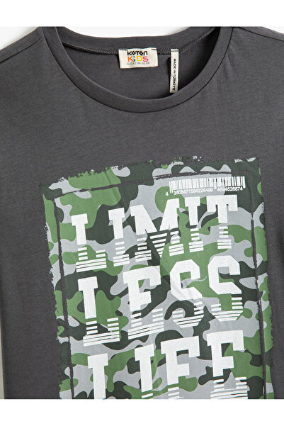 Koton Chlapecké antracitové tričko - s potiskem, 3skb10029tk
