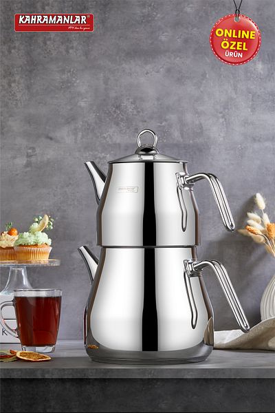Kahramanlar Pyramid Platinum Teapot Set Xxl 7lt (dem 2,5lt Water Bowl 4