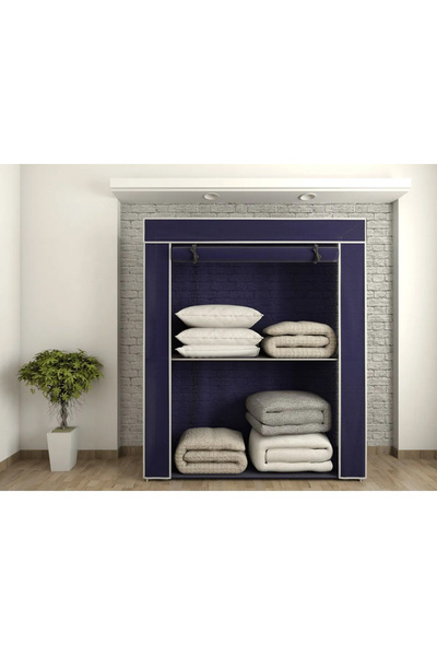 Home Dzgn Home Tek Yandan Raflı Metal Profilli Kumaş Bez Dolap Gardırop -Laci...