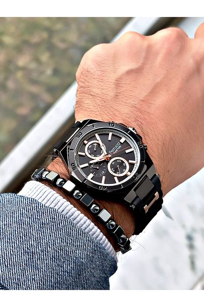 Ferrucci Black Sports Silicone Band Men's Wrist Watch + Bracelet with Gift