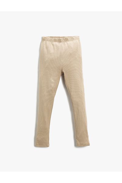 Koton Basic Elastic Waist Ribbed Leggings