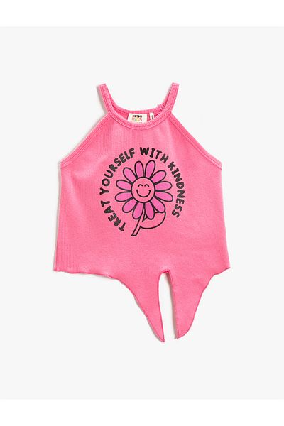 Koton Crop Top Bordás kötőfék Nyak Nyomtatott pamut