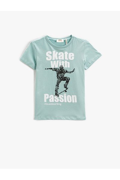 Koton Short Sleeve T-Shirt Crew Neck Printed