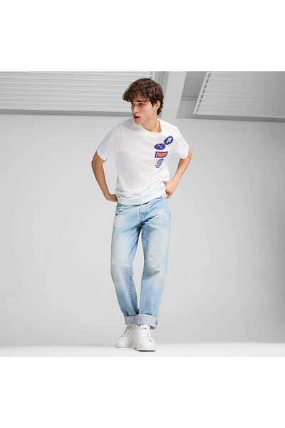 Puma Ανδρικό μπλουζάκι με λευκή στρογγυλή λαιμόκοψη με γραφικά εικονίδια