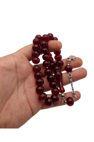 Han Ticarethane Σκούρο κόκκινο ίσιο μοντέλο σκόνης κεχριμπαρένιο χάντρες προσ...