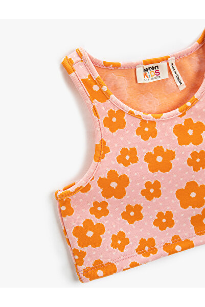 Koton Atlet Crop květinový kulatý výstřih bez rukávů slim fit