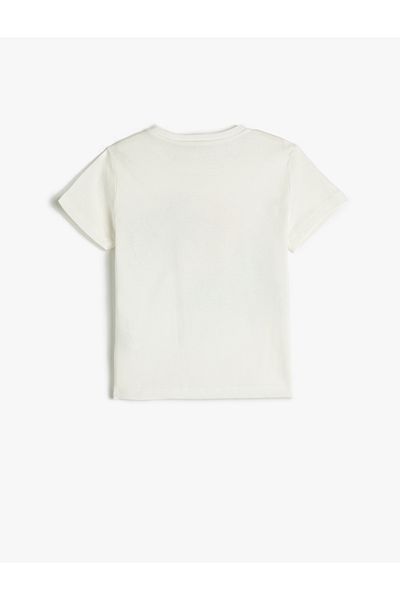 Koton T-Shirt Short Sleeve Crew Neck Sequined Cotton