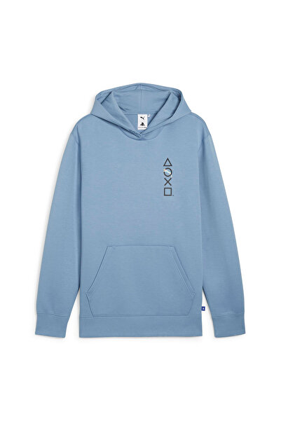 Puma X Playstation Erkek Mavi Kapüşonlu Sweatshirt