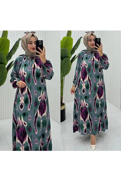 Zeynep Butik Γυναικείο Μουσουλμανικό Εποχιακό Φόρεμα Βισκόζης 1312