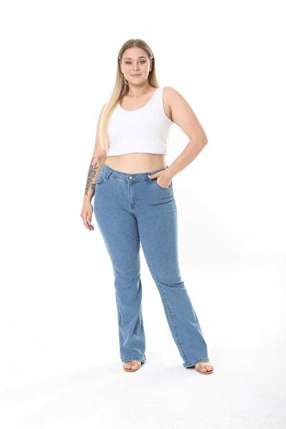 ASSO KADIN İSPANYOL YÜKSEK BEL BÜYÜK BEDEN ESNEK  PANTOLON