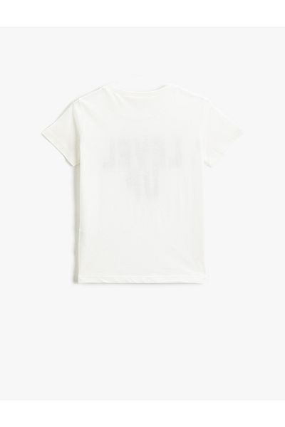 Koton Tricou cu mânecă scurtă imprimat Bumbac cu decolteu triplu