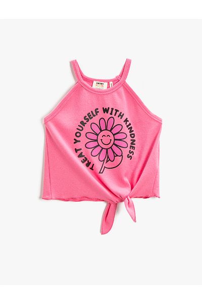 Koton Crop Top Bordás kötőfék Nyak Nyomtatott pamut