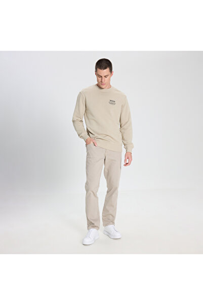 WRANGLER Regular Fit Normal Kesim Bisiklet Yaka Taş Rengi Sweatshirt