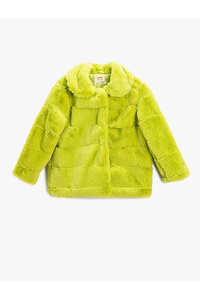 Koton Faux Fur Jacket Baby Collar Long Sleeve