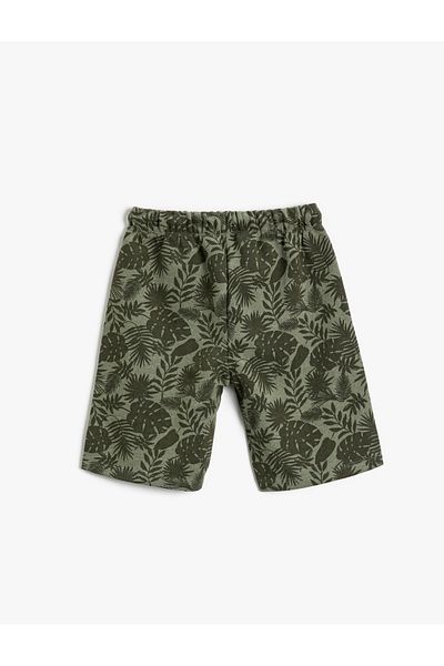 Koton Shorts mit Palmenmuster oberhalb des Knies und Taillenschnürung