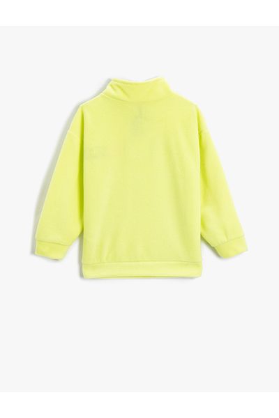 Koton Polar Sweatshirt Stand Collar Half Zipper Embroidered Detailed Long Sleeve