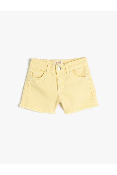 Koton Denim Shorts with Pockets, Cotton, Adjustable Elastic Waist