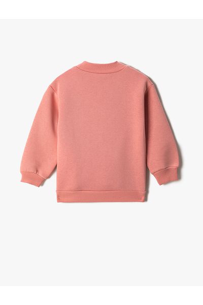 Koton High Collar Butterfly Embroidered Sweatshirt Long Sleeve Comfortable Cut