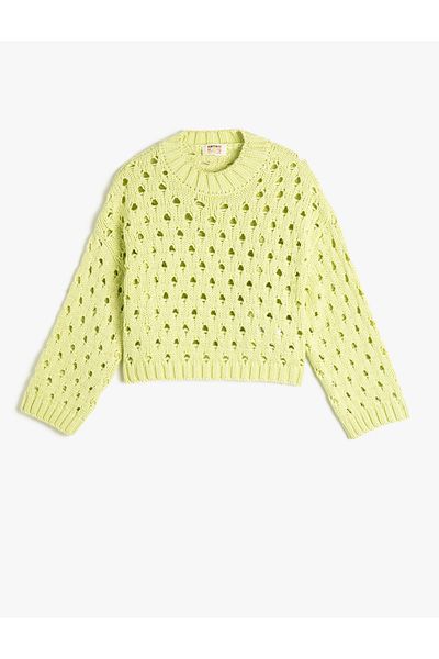 Koton Durchbrochener Strickpullover mit Rundhalsausschnitt