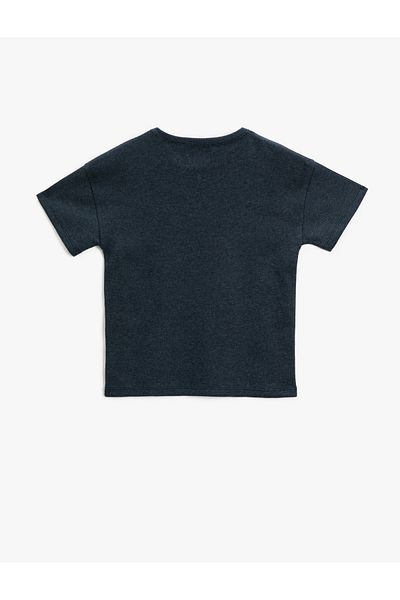 Koton Basic Short Sleeve T-Shirt Textured with Label Detail