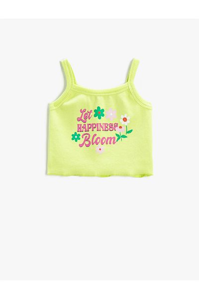 Koton Crop Top με ριμπ εμπριμέ λεπτές τιράντες