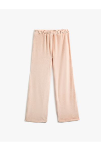 Koton Pantaloni de sport din catifea cu picioare late - cu talie elastică