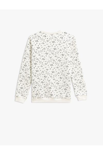 Koton Crew Neck Cotton Long Sleeve Sweatshirt - Printed