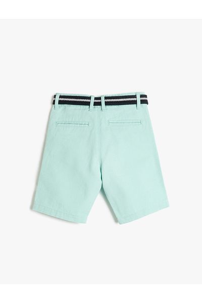 Koton Basic-Bermudashorts mit Gürteldetail, Taschen, Baumwolle, verstellbarer Gummibund