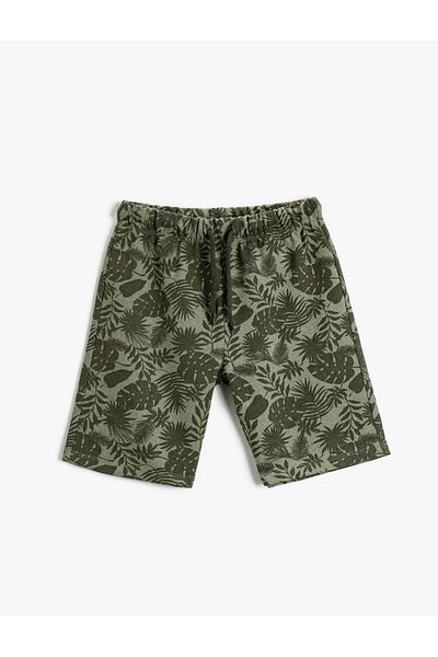 Koton Shorts mit Palmenmuster oberhalb des Knies und Taillenschnürung