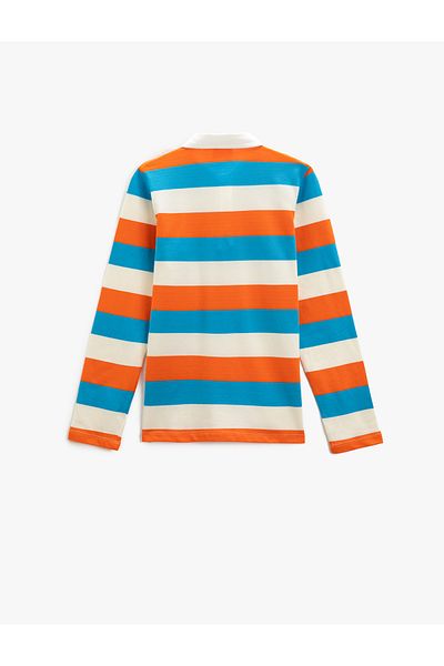 Koton Polo Neck Long Sleeve T-Shirt with Button Detail