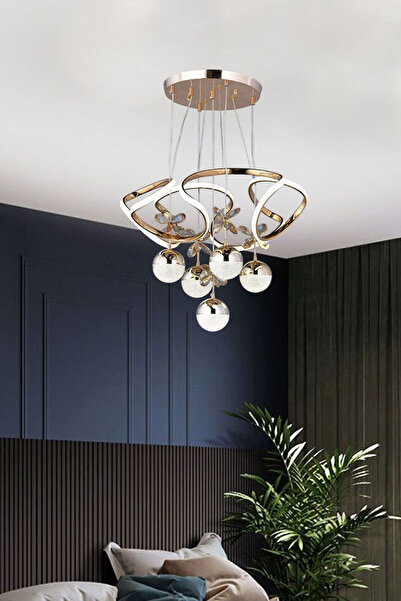 NZL Lighting Galaksi Modern Sarkıt Kumandalı Led Avize 3 Renk 4 Bölmeli Gold ...