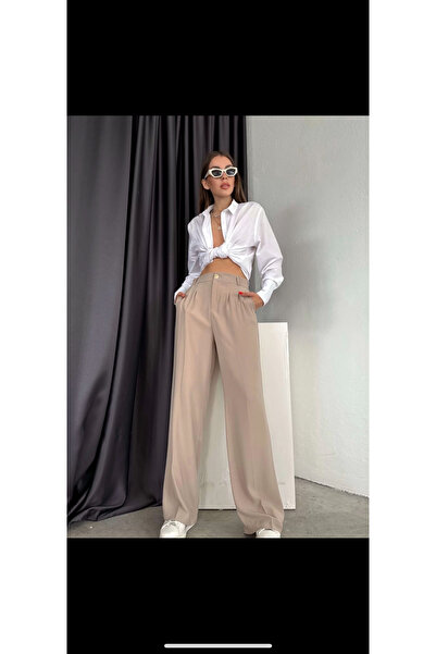 Yaren Moda Kadın kumaş plazzo pantalon (likrasızdır)