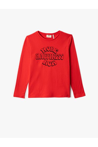 Koton Hosszú ujjú póló Crew Neck szlogen témájú nyomtatott