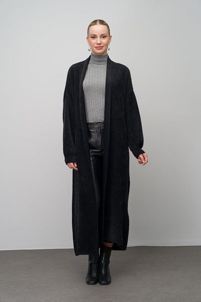 Olcay Loose Knitwear Cardigan - Long Black 8245