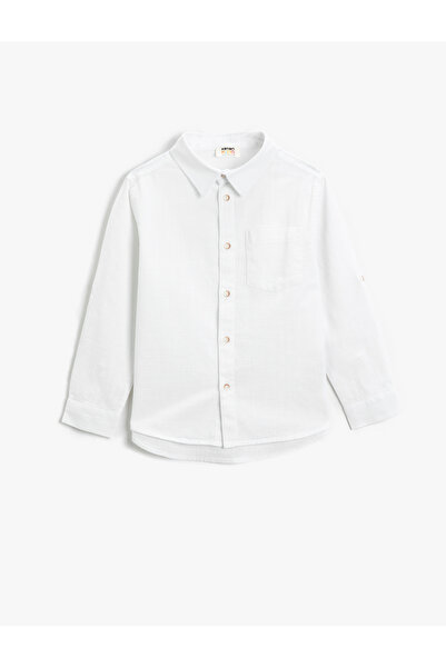 Koton Cămașă de bază cu mânecă lungă, bumbac cu un singur buzunar