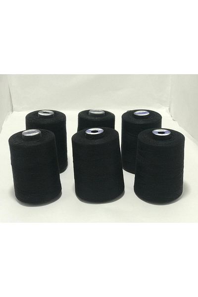 Lider Size 50 5000Mt Polyester Black Thread Set - Sewing Thread 6Pcs