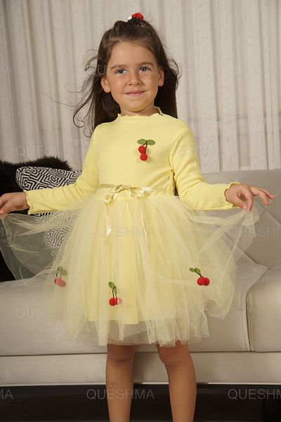 QUESHMA Mobile Cherry Lined Tulle Tutu Girl's Dress