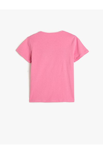 Koton T-Shirt aus Baumwolle mit kurzen Ärmeln und Rundhalsausschnitt mit Pailletten