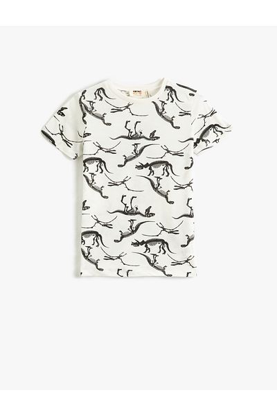 Koton Dinosaur Printed Short Sleeve T-Shirt Crew Neck