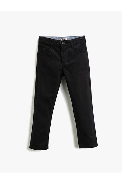Koton Chino Trousers with Pockets, Slim Fit, Cotton, Adjustable Elastic Waist